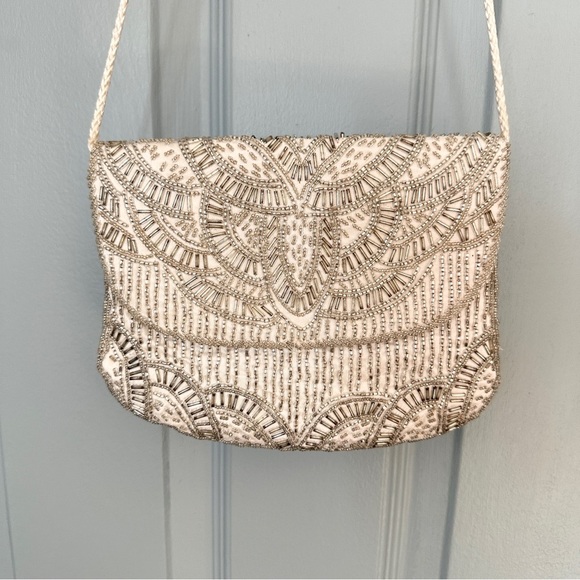 Handbags - Vintage Metallic Beaded Crossbody Clutch Purse